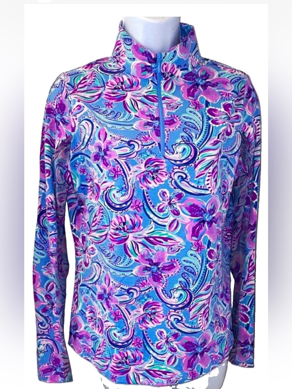 NWOT, IBKUL S, Quarter-Zip Pullover. Cool Max material SPF 50+ Mesh underarms - Picture 2 of 7